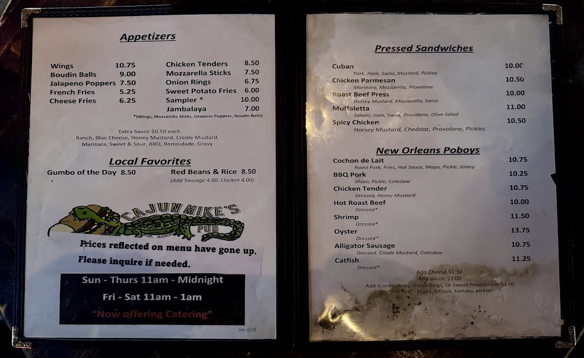Cajun Mikes Pub & Grub Menu - Image 4